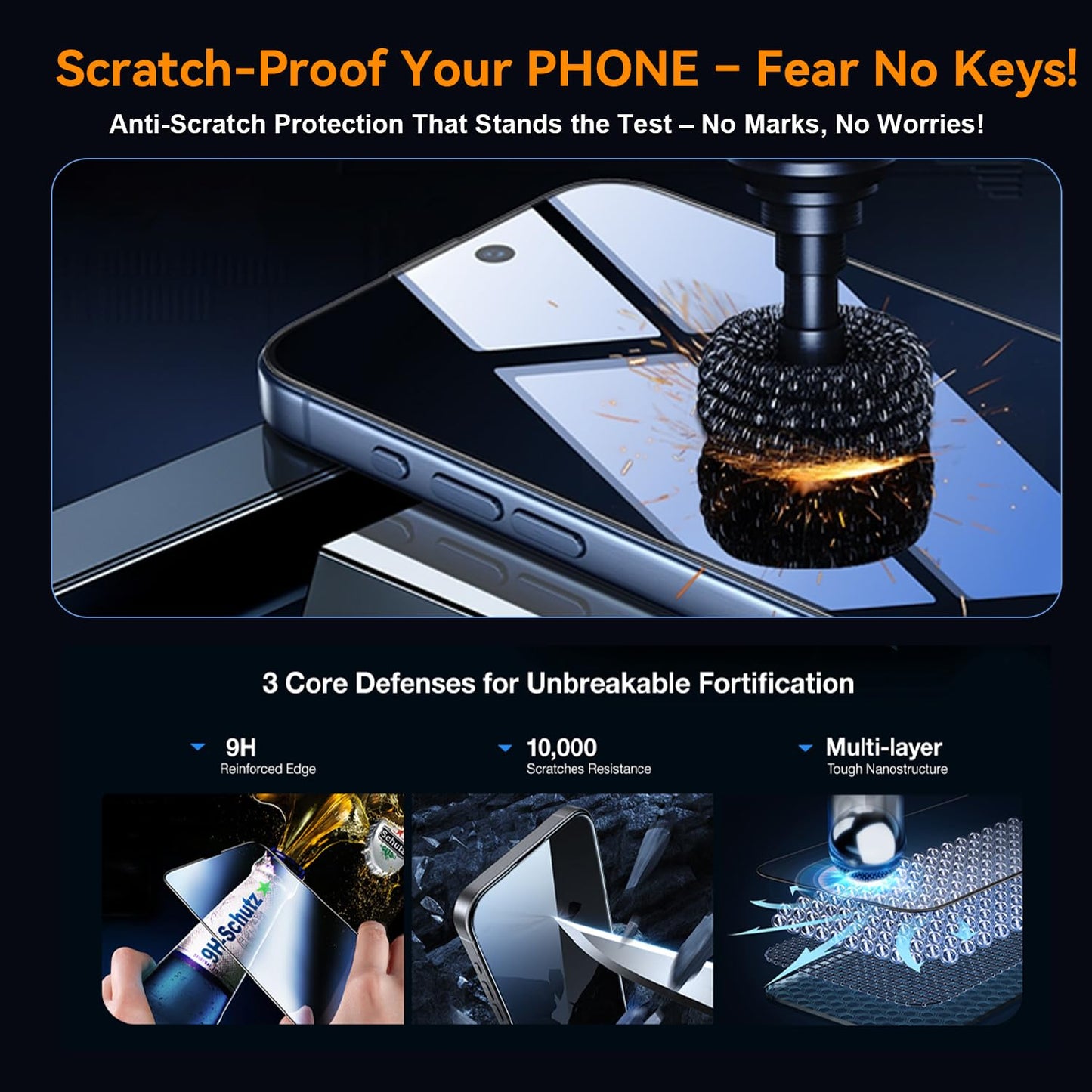 OneFish Tempered Glass Screen Protector for iphone 11 Pro Max/Xs Max, 9H Hardness Glass Scratch Resistant,HD Clarity Tempered Glass Film with Installation Frame,Easy Installation,2Pack.