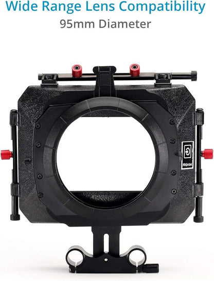 Power DSLR Camera Cage with MB-600 Matte Box Combo Kit. 4x4 Filter Holders, Lenses up to 95mm Diameter, Supports 15mm Rods. for DSLR/DSLM Handheld Camera. (FC-CTH-01)