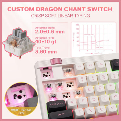Redragon K729 80% Wired Gasket RGB Gaming Keyboard, 87 Keys TKL Mechanical Keyboard w/Knob Control, Mix-Color PBT Keycaps, Hot-Swap South-Facing Socket & 5-Layer Dampener, Custom Linear Switch