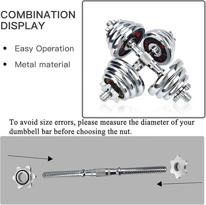 Lamoutor 2Pcs Anti-Slip Hex Nut Collar Screw for Barbell Dumbbell Weight Lifting