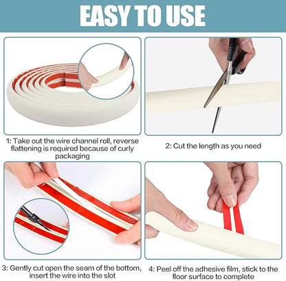 Floor Cord Cover Cable Cavity Self Adhesive Cord Hider Floor 10FT Floor Cable Management Power Cord Protector Floor Electric Cord Covers for Offices, Gym, Exhibitions (Beige, 1.18" x 20')