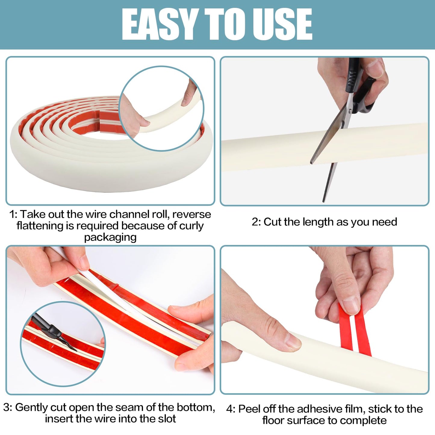 Floor Cord Cover Cable Cavity Self Adhesive Cord Hider Floor 10FT Floor Cable Management Power Cord Protector Floor Electric Cord Covers for Offices, Gym, Exhibitions (Beige, 1.18" x 10')