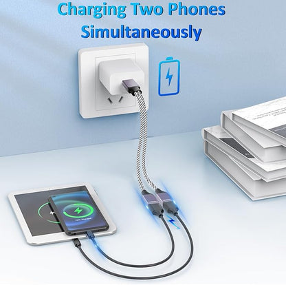 ROÉKO 2026 Upgraded,USB Splitter 1 in 2 Out Cable,Double USB Port Extender Power Split Adapter,Data & Charger Cord Extension Adapter Cable-25 CM (Data and for Charging but Wouldn't Work for CarPlay