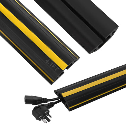 Floor Cord Cover 4.1Ft Heavy Duty PVC Floor Cable Protector Electric Cord Hider Cable Management Floor Strip Extension Cord Covers Cable Raceway for Wires on Floor Inner Channel 1.36" W x 0.43" H