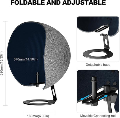 Microphone Isolation Shield,Aokeo 2024 Professional Recording Studio Equipment,360° Music Studio Mic Shield,Suitable for of Blue Yeti, Snowball iCE, HyperX QuadCast, SoloCast,Etc Recording Microphones