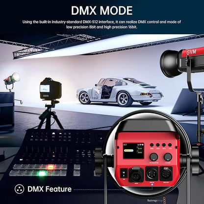 GVM Great Video Maker 200W Video Light Kit, LED Video Light Studio, Bluetooth Mesh Network/DMX Control, 45400lux/1m Continuous Lighting, 12 Lighting Effects, 2700K-6800K