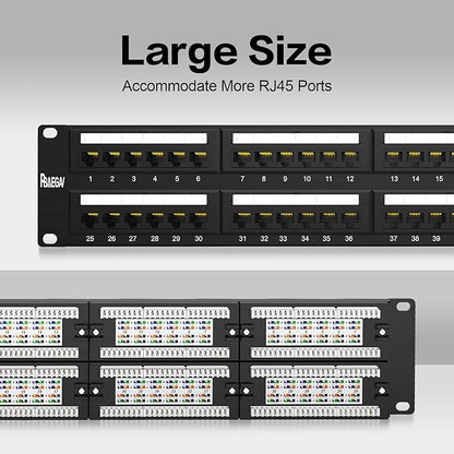 Patch Panel 48 Port Cat6【EC Listed】 2U Network Patch Panel Rackmount Punch Down19 inch RJ45 for 10 Gigabit Network,110 or Krone Impact Tools Compatible Without Cable Management(Cat6)