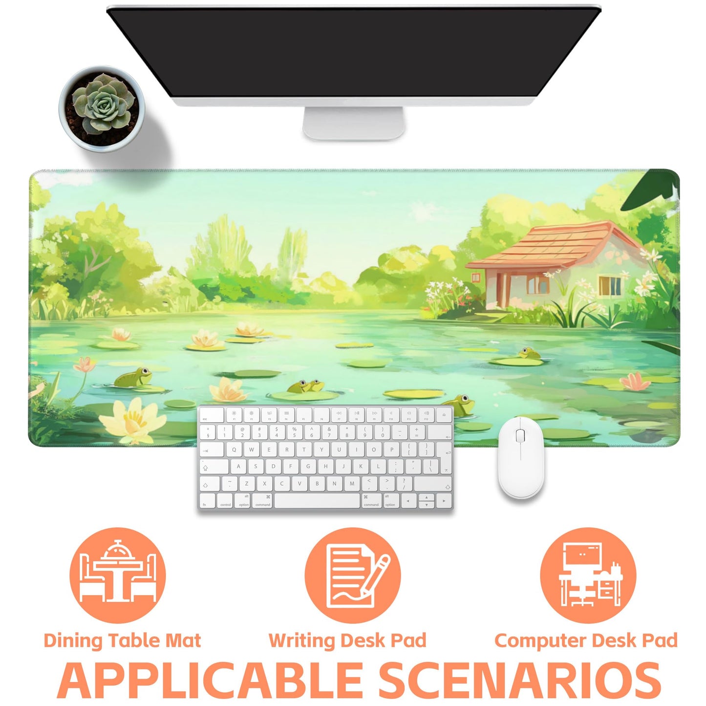 NIYLYNSYN Mouse Pad Large Frog in The Water Non-Slip Game Desk Mat with Stitched Edge Laptop Keyboard Desk Pad for Work Home Gaming (35.4 x 15.7 Inches)