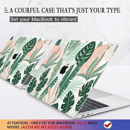 CISSOOK Palm for MacBook Pro 13 inch Case 2025-2020 Release M2 Chip A2338 M1 A2251 A2289 with Touch Bar, Tropical Hard Shell Case with Keyboard Cover for MacBook Pro 13, Tropical Palm Leaves