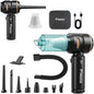 Handheld Vacuum Cordless, Car Vacuum Cleaner with Brushless Motor, Strong Suction Vacuum & Compressed Air Dusters with LED Light, Wireless Mini Portable Hand Vacuum Blower for Home, Pet (Black)