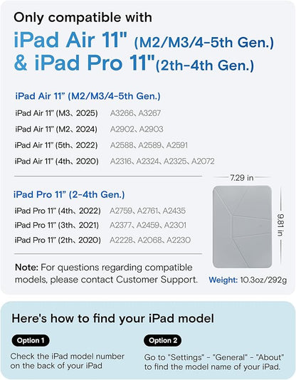 MOFT Dynamic Folio Case for for iPad Air 11-inch M3 M2 2025 2024/10.9 Air 5th 4th Generation 2022 2020, iPad Pro 11 Inch 4th/3rd/2nd Gen, Magnetic Stand Case with 20+ Viewing Angles, Cement x Sapphire