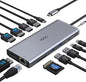 USB C Docking Station Dual Monitor HDMI for Dell HP, Laptop Docking Station 3 Monitors Triple Display USB C Hub Dock to 2 HDMI 4K,DP,Ethernet,6 USB,PD,SD/TF, Audio, USB C Adapter 14 in 1 for Lenovo