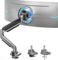 ARES WING Ultrawide Single Monitor Arm, Heavy Duty Monitor Mount for 13"-45" Curved Screens, Adjustable Stand for Desk with C-clamp & Grommet Base up to 40 LBS, Gray