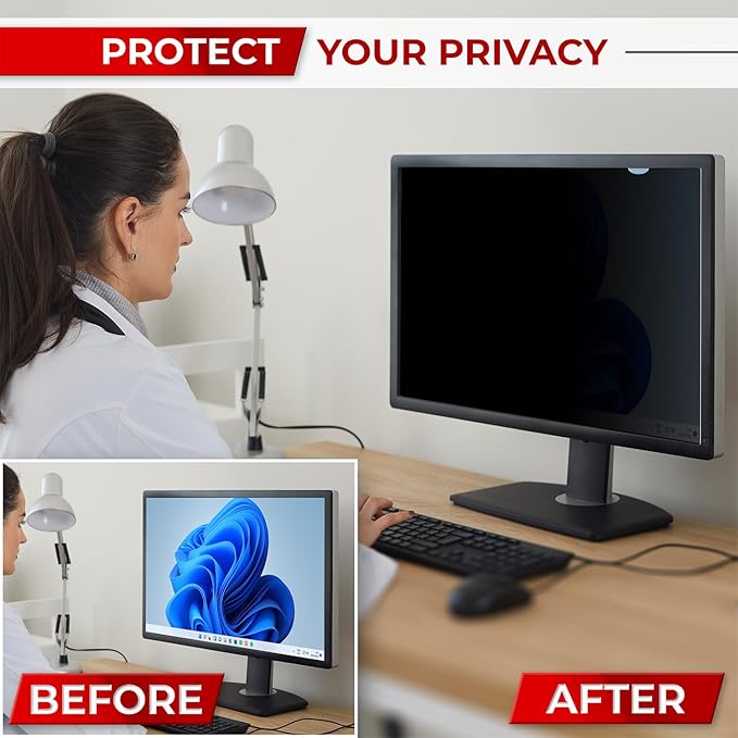 21.5 Inch 16:9 Computer Privacy Screen Filter for Monitor - Privacy Shield and Anti-Glare Protector