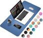 YSAGi Dual-Sided Laptop Desk Mat, 31.5" x 15.7", Waterproof Leather Writing Pad for Office and Home (Azure Blue+Green)
