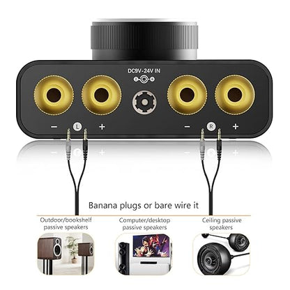 AK30 Mini Bluetooth Amplifier for Passive Speakers,50W+50W 2.0CH Audio Amplifier,Stereo HiFi Digital Amp,Home Amp Receiver w/AUX/USB/BT/Opt Input & 12V/5A Power Adapter for Home/Garage/Ceiling