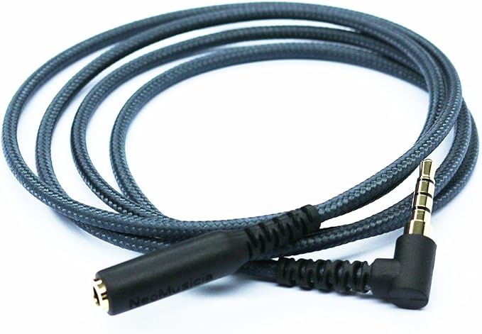 100cm(3.2ft) Right Angle 4 Pole 3.5mm 1/8 inch Male to 4 Pole 3.5mm 1/8 inch Female Stereo Audio Headphone Earphone Extension Cable Adapter Cord Tangle-Free Braided Wire