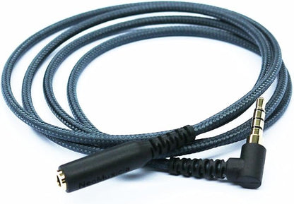 100cm(3.2ft) Right Angle 4 Pole 3.5mm 1/8 inch Male to 4 Pole 3.5mm 1/8 inch Female Stereo Audio Headphone Earphone Extension Cable Adapter Cord Tangle-Free Braided Wire