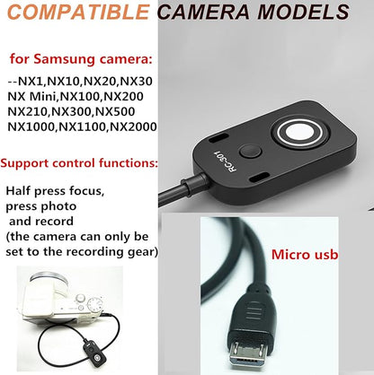 for Samsung Shutter Cable Camera Release Remote for NX20/NX30/NX Mini/NX100/NX200/NX210/NX300/NX500/NX1000/NX1100/NX2000 Camera Small Button Accessory