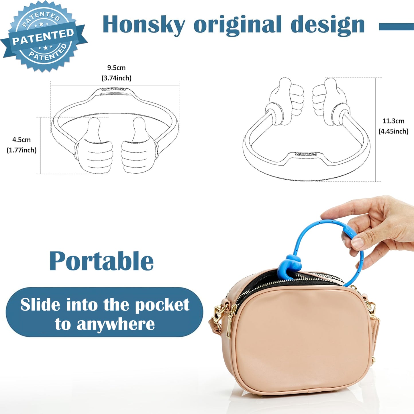 Honsky Cell Phone Stand Holder 2-Pack,Thumbs Up Lazy Phone Stand,Universal Adjustable Flexible Dock for All Phones & Tablets,Cute Perfect Valentine's Day Gifts for Him/Her,Gifts for Couples,Grey/Pink