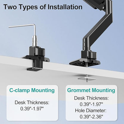 MOUNT PRO Heavy Duty Monitor Arm for 49 inch Ultrawide Screen up to 44 lbs, Single Desk Computer Mount Curved Monitor Stand for Samsung Odyssey G9, Adjustable Gas Spring VESA Mount 75x75 100x100