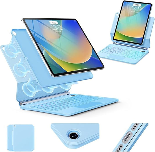 for iPad 9th Generation Case with Keyboard,Keyboard Case for iPad 9th/8th/7th Gen， Magic-Style Magnetic Keyboard Case with 7-Color Backlight - Multi-Touch Trackpad for iPad 10.2 inch (Sky Blue)