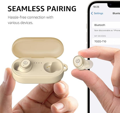 TOZO T10 Wireless Earbuds Bluetooth 5.3 Headphones, App Customize EQ, Ergonomic Design, 55H Playtime, Wireless Charging Case, IPX8 Waterproof Sound in-Ear Headset, 2025 New Version