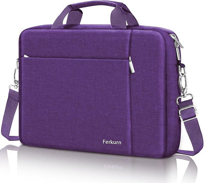 Ferkurn Laptop Bag Case for Women Men Computer Bag Compatible with HP Envy Pavilion Omen/LG Gram/MSI/Dell Inspiron XPS/Lenovo/Acer, Shoulder Strap Carrying Messenger Briefcase, Purple, 15.6 16 Inch