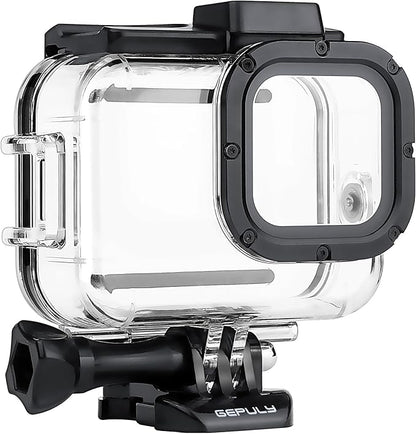 GEPULY 60M/196FT Waterproof Housing Case for GoPro Hero 8 Black, Dual Cold Shoe Slots Protective Underwater Diving Housing Shell for GoPro Hero 8 Black Action Camera
