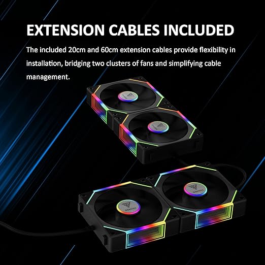 GAMDIAS 120mm PWM ARGB Case Fan x3 & 3 Reverse Blades Included, Sync with ARGB Motherboards, Easy Cable Management with Cabless Daisy Chain, Quiet & 75CFM Airflow with 2400 RPM, Aeolus P2