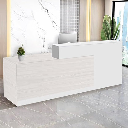 Reception Desk with Counter Modern Checkout Counter with Lockable Drawer Keyboard Tray Receptionist Desk for Office Salon Reception Table R Left 47inch/120cm