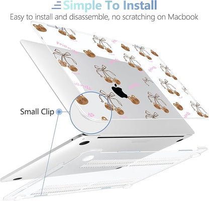 MEEgoodo Case for MacBook Pro 13 inch Case 2022 2021 2020 New A2338 M2/M1 A2251 A2289, Laptop Hard Shell with Keyboard & Camera Cover Compatible with 13 inch MacBook Pro, Teddy Bear & Bows
