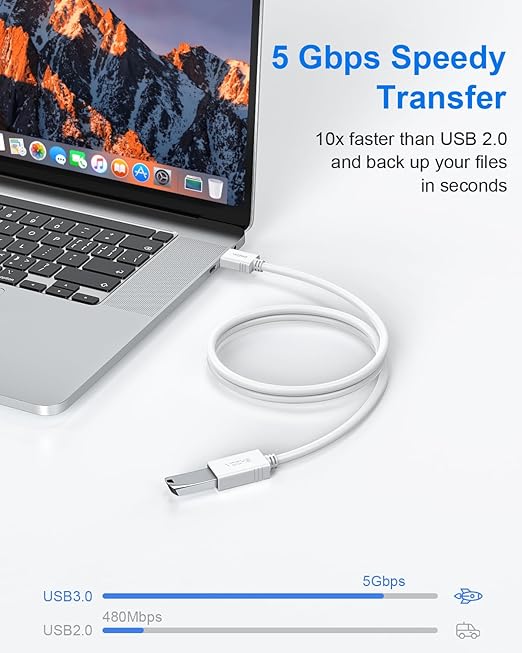 VCZHS Tech USB Extension Cable White 1ft, USB 3.0 Extender for High-Speed Data Transfer & Fast Charging, Durable & Flexible for Mouse, Keyboard, Printer, Flash Drive, Webcam, and More