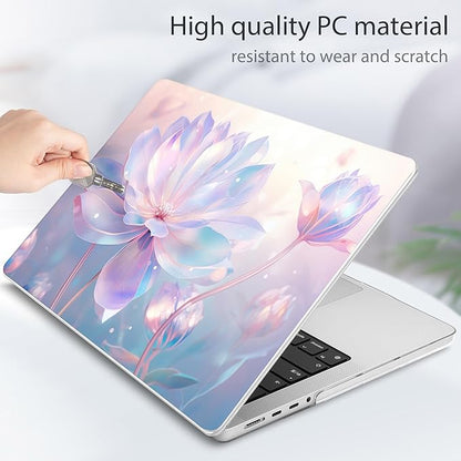 Tuiklol for MacBook Pro 14 Inch Case 2024-2021 Release M4 A3112 A3401 A3185/M3 A2918 A2992/M2 A2779/M1 A2442 Pro/Max,Hard Shell Case with Keyboard Cover & Screen Protector for Touch ID,Winter Flower