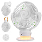 OGZ Portable Fan for Travel Wireless with Remote Timer, 7 Inch Small Desk Fan with LED Night Light 90° Oscillation, Rechargeable USB Fan for Cruise Bed Beside Sleeping Camping Tent
