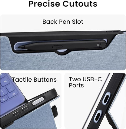 Omnpak Case for Microsoft Surface Pro 12" 2025, Lightweight Protective, Multiple Angle Viewing, Stylus Holder, Compatible with Type Cover Keyboard