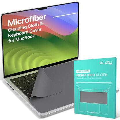 Kuzy 3 Pack Premium Microfiber Cleaning Cloth - MacBook Screen Cleaner Keyboard Cover Imprint Protection Accessories - Laptop Screen Cleaner Cloth - Eyeglass Lens Glasses Cleaner, 3 Pack - Gray