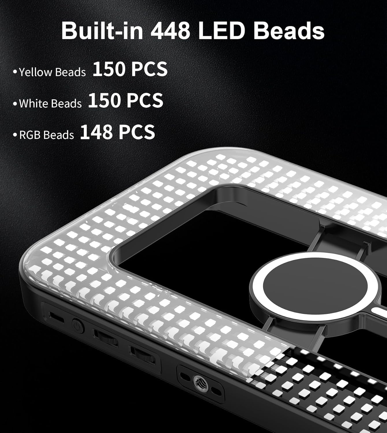 Magnetic 6000mAh Selfie Ring Light for iPhone 448LED RGB Light with Stand