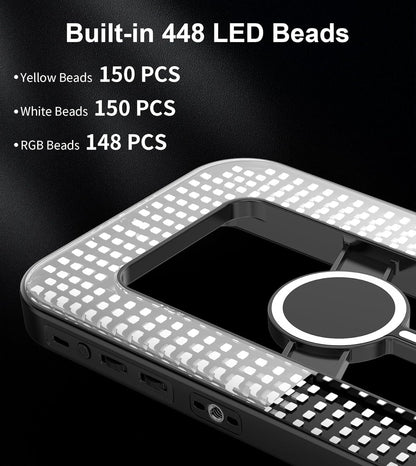 Magnetic 6000mAh Selfie Ring Light for iPhone 448LED RGB Light with Stand