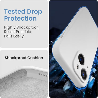 FireNova Designed for iPhone 15 Case, Silicone Upgraded [Camera Protection] Phone Case with [2 Screen Protectors], Soft Anti-Scratch Microfiber Lining Inside, 6.1 inch, White