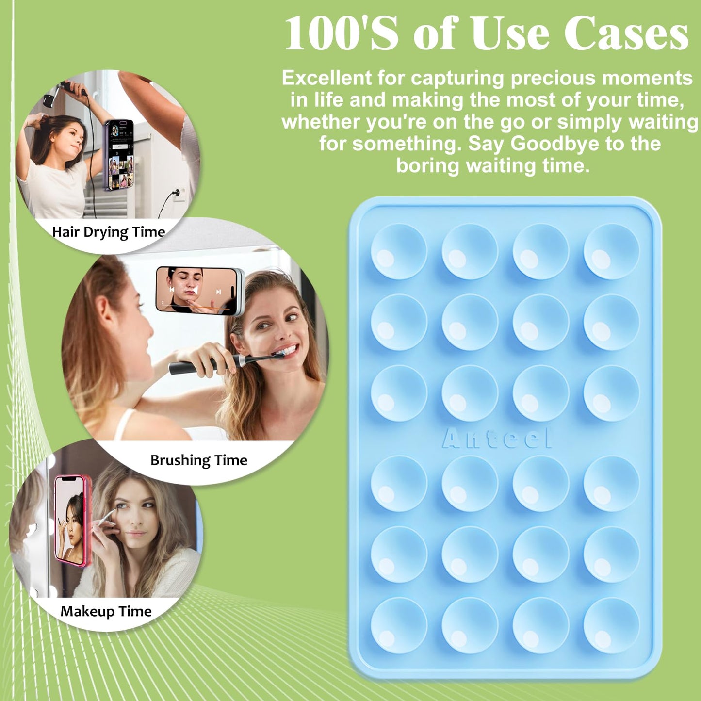 PKYAA Silicone Suction Phone Case Adhesive Mount, Upgraded Super Strong Grip, Durable, Easy to Use, Hands-Free Sticky Phone Holder for Selfies, Tiktok Videos, 2.56"x3.94" (Translucent)