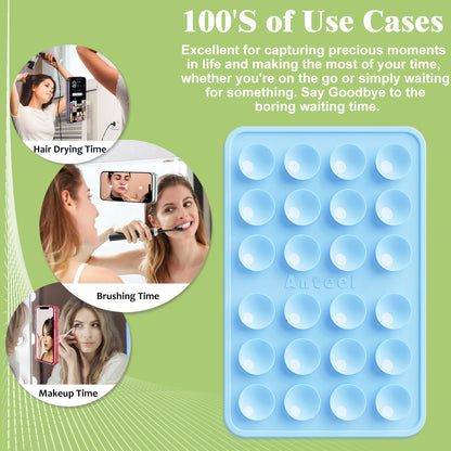 PKYAA Silicone Suction Phone Case Adhesive Mount, Upgraded Super Strong Grip, Durable, Easy to Use, Hands-Free Sticky Phone Holder for Selfies, Tiktok Videos, 2.56"x3.94" (Translucent)
