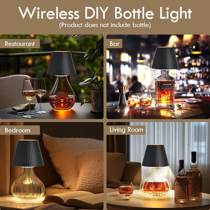WILIT Wireless Lamp Shades for Liquor Bottle Lights, 3 Level Brightness Cordless Table Lamp, Table Top Decor for Living Room, Wine Lamp Touch Lamps for Nightstand, Housewarming Gifts New Home