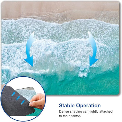 Beach Mouse Pad Custom Design, Square Waterproof Non-Slip Rubber Base Mouse Pad for Office Laptop, 9.5"x7.9"x0.12" Inch (Sea Waves)