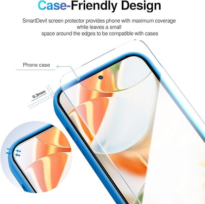 SMARTDEVIL [3+1 Pack Screen Protector For Google Pixel 9 Pro XL With Camera Lens Protector, FingerPrint Reader Compatible, Clear 9H Tempered Glass Film, Fast & Easy Installation, Alignment Frame