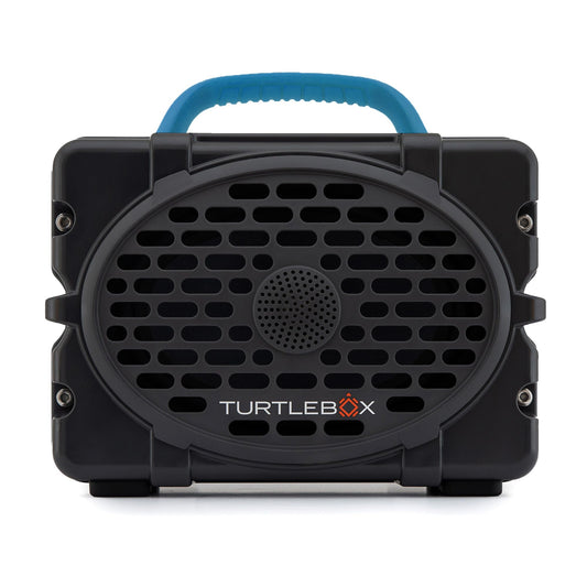 Turtlebox Original Gen 3: Portable Outdoor Bluetooth Speaker – Ultra-Loud (120dB), Waterproof (IP67), Rugged, Impact-Resistant, 3-Day Battery | Party Mode: Unlimited Pairing Stereo, Gray/Electric Blue
