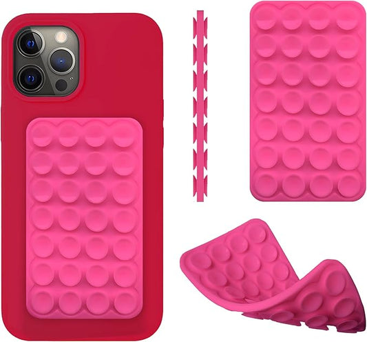 DreamsLink.LC Silicone Double-Sided Suction Cup Phone Case Detachable Mount, Fidget Sticky Phone Grip Hands-Free for Selfies & Videos, Trending TikTok Items Gift for Content Creator(HotPink, Small)