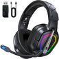 FC200 Wireless Gaming Headset for PS5, PS4-2.4GHz USB Foldable Headphones with Mic - 3D Stereo Bluetooth Headset with 50Hrs Battery Life, for Switch, PC, Mac, Mobile