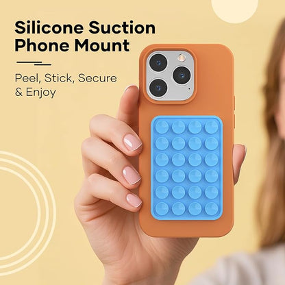 Silicone Phone Sticky Grip, Suction Phone Case Mount for iPhone and Android, Hands-Free Sticky Cell Phone Grip, Mobile Fidget Mirror Holder for Selfies and Videos