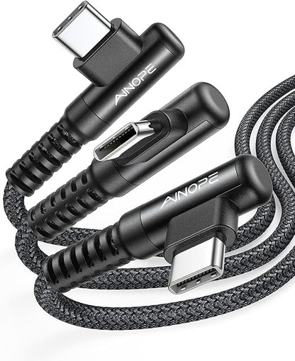 AINOPE Right Angle USB Type C Cable [3-Pack 3.3ft/6.6ft/10ft] 3.1A Fast Charging USB to USB C Cable, Nylon Braided USB C Charging Cable Compatible with Galaxy S21+ Ultra, iPad mini/Air/Pro, Pixel 6X